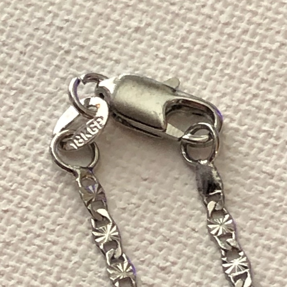 18KGP Stamped Necklace w/ Multicolor Pavé Cross Pendant - Picture 3 of 3
